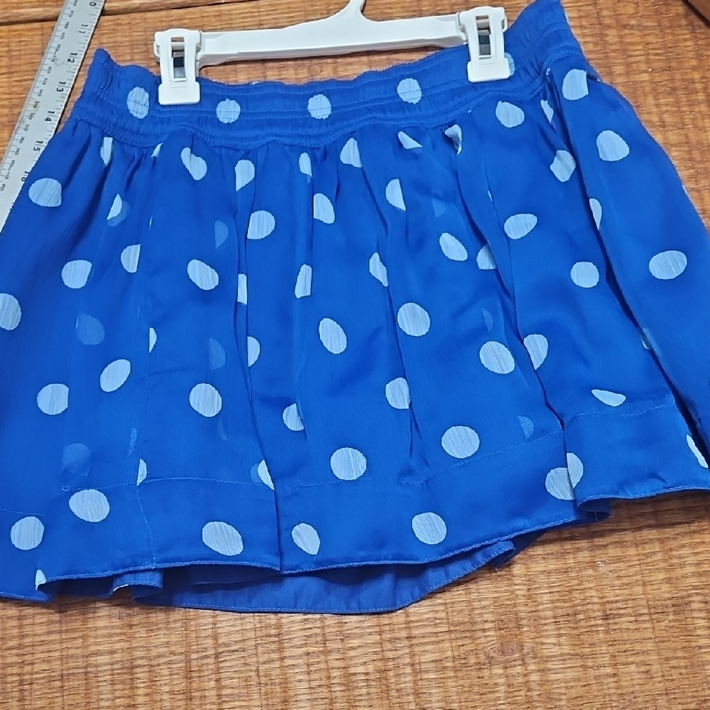 Hollister Blue and White Polka Dot Mini Skirt